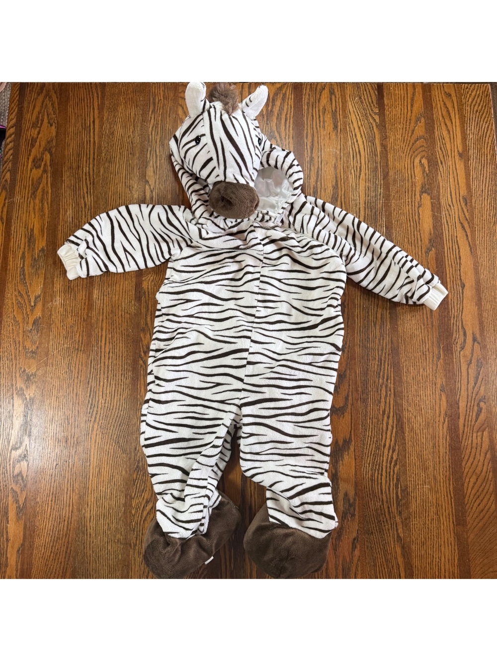 Target Infant Zebra Velour Costume Hooded Halloween Jumpsuit Booties 12-24M